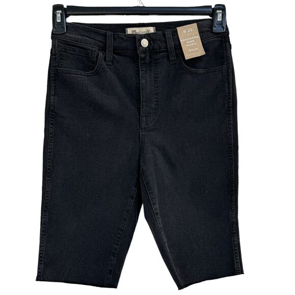 Madewell SZ 26 Roadtripper Biker Bermuda Jean Shorts Mid-Rise Stretch Lunar Wash - Picture 1 of 7
